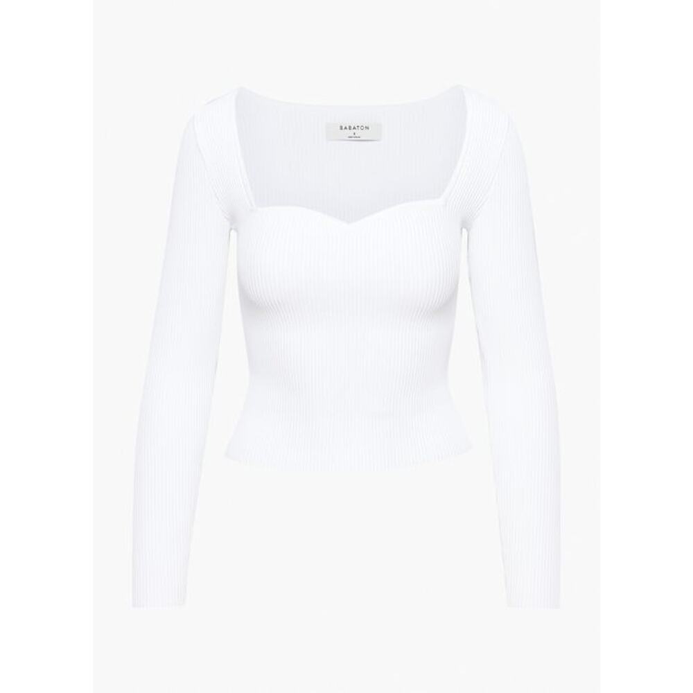 Babaton Sculpt Knit Sweetheart Longsleeve Top Size M